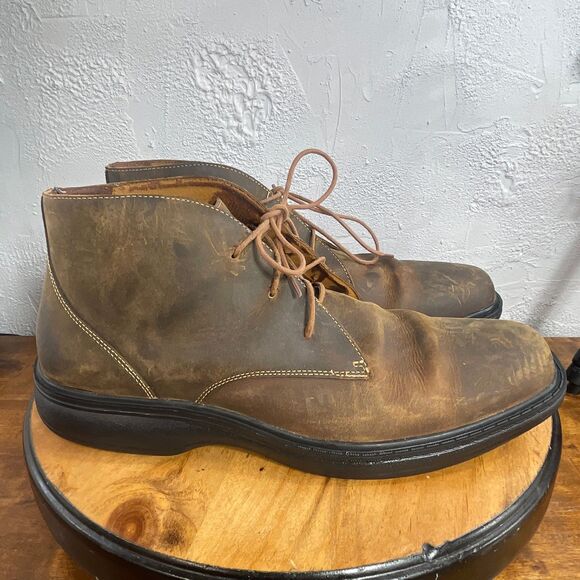 Dr Comfort Leather Chukka Boots Men 14M Brown Casual Lace Up Comfort Sole Preppy main image 12